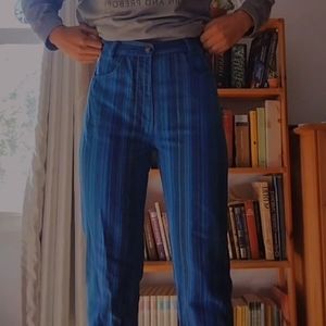 Vintage striped straight leg jeans.